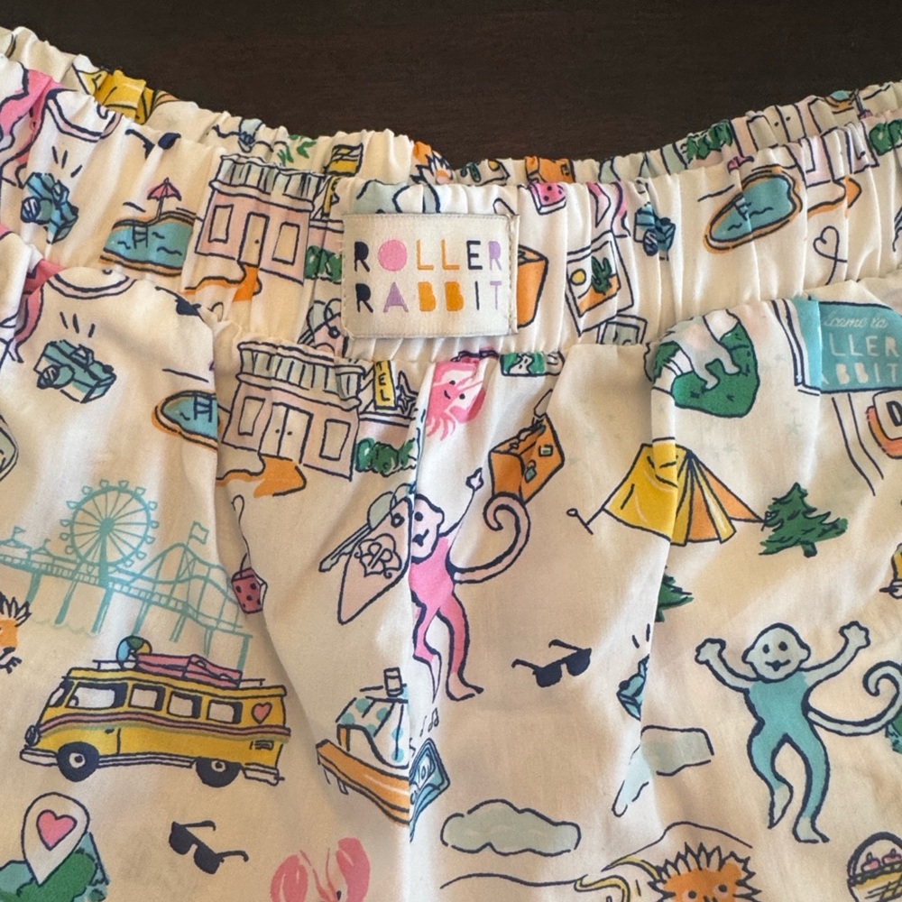 NWT Roller Rabbit Boxer Pajamas - Roadtrip Poplin Pattern Size Medium - Picture 3 of 3